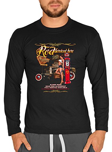 Hot Rod Motiv Langarm Shirt Herren Us-Cars, Oldtimer : Old Skool Gearhead Hot Rod - - Motiv Longsleeve Rockabilly, Custom Cars, Pin Up Girls Gr: XL von Tini - Shirts
