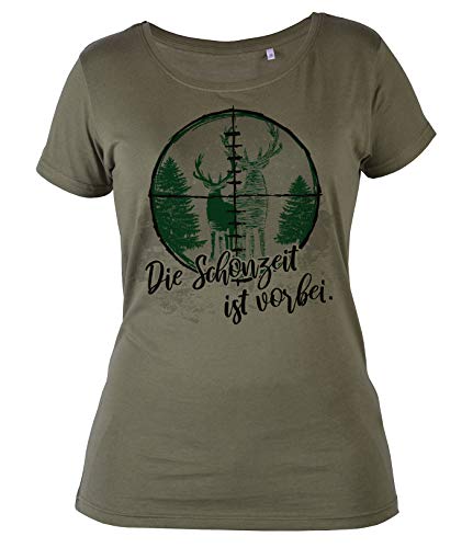 Jäger Damen-Shirt, Motiv T-Shirt Jagd Frau : Die Schonzeit ist vorbei - Jagd-Sport Bekleidung Damen/Mädchen Gr: XL von Tini - Shirts