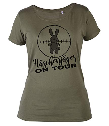 Jäger Damen-Shirt, Motiv T-Shirt Jagd Frau : Häschenjäger on Tour - Jagd-Sport Bekleidung Damen/Mädchen Gr: XXL von Tini - Shirts