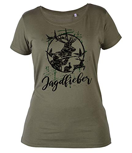 Jäger Damen-Shirt, Motiv T-Shirt Jagd Frau : Jagdfieber - Jagd-Sport Bekleidung Damen/Mädchen Gr: L von Tini - Shirts