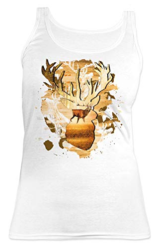 Jäger Damen-Träger-Shirt - Motiv T-Shirt Jagd Frau : Hirsch - Jagd-Sport Bekleidung Tank Top Damen/Mädchen Gr: L von Tini - Shirts