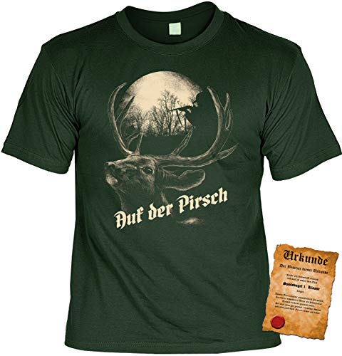 Jäger Tshirt, Spruch - Motiv Jagdsport : Auf der Pirsch - Bekleidung Jäger, Jagd, Hirsch-Motiv Gr: 3XL von Tini - Shirts