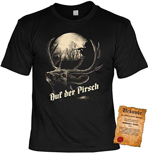 Jäger Tshirt, Spruch - Motiv Jagdsport : Auf der Pirsch - Bekleidung Jäger, Jagd, Hirsch-Motiv Gr: 4XL von Tini - Shirts