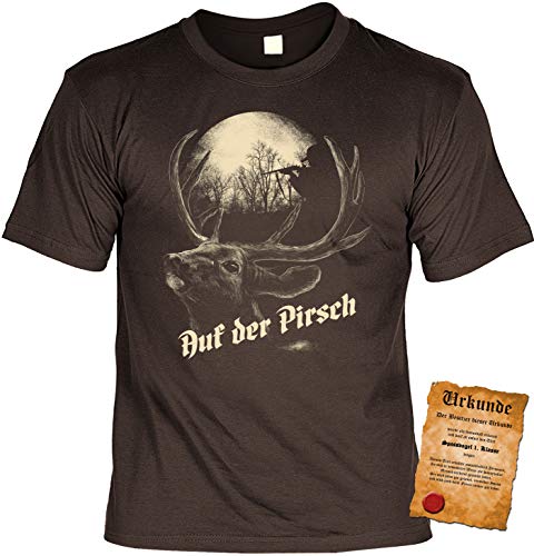 Jäger Tshirt, Spruch - Motiv Jagdsport : Auf der Pirsch - Bekleidung Jäger, Jagd, Hirsch-Motiv Gr: XL von Tini - Shirts