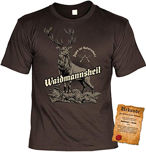 Jäger Tshirt, Spruch - Motiv Jagdsport : Jagen ist Naturschutz Waidmannsheil - Bekleidung Jäger, Jagd, Hirsch-Motiv Gr: XXL von Tini - Shirts