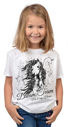 Pferde Sprüche Mädchen T-Shirt - Pferde-Motiv Shirt Kindershirt : Dream Team Me & My Horse - Coole Pferde-Sprüche Weisheiten Gr: S = 122-128 von Tini - Shirts