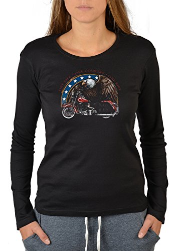 Tini - Shirts Biker Leben Freiheit Chopper Motiv Langarm Tshirt Damen : One Life - One Country - One Bike - Motiv Longsleeve Frau Motorradfahrer/Motorrad Gr: XL von Tini - Shirts