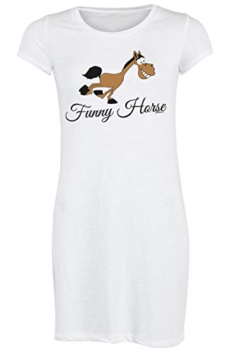 Tini - Shirts Comic Pferd Motiv - Pferde Sprüche Damen Longshirt/Nachtshirt : Funny Horse - Nachthemd Pferd - Motiv Schlafshirt Reitsport Gr: M von Tini - Shirts