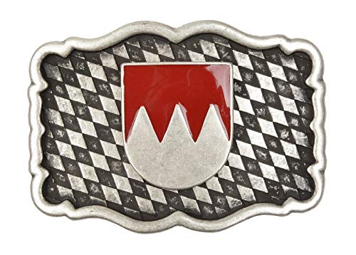 Tini - Shirts Frankenrechen - Franken-Fahne rot/weiss Gürtelschliesse - Buckle/Gürtelschnalle Tracht : Landeswappen - Grösse ca.: 7.3 x 5.2 cm von Tini - Shirts