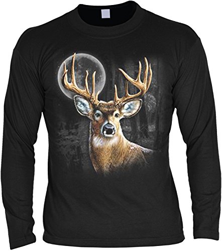 Tini - Shirts Jäger Motiv Herren Longsleeve - Jagd/Hirsch Langarmshirt : Whitetail Wilderness - Jagdsport Langarmshirt Männer Gr: L von Tini - Shirts