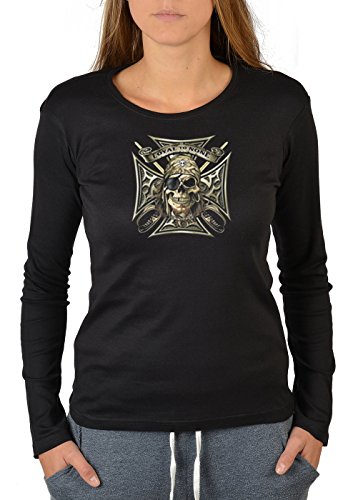 Tini - Shirts Piraten Motiv Langarmshirt Damen, Pirat Kreuz Totenkopf Karibik: Loyal to None - Motiv Longsleeve Piraten Gr: XXL von Tini - Shirts