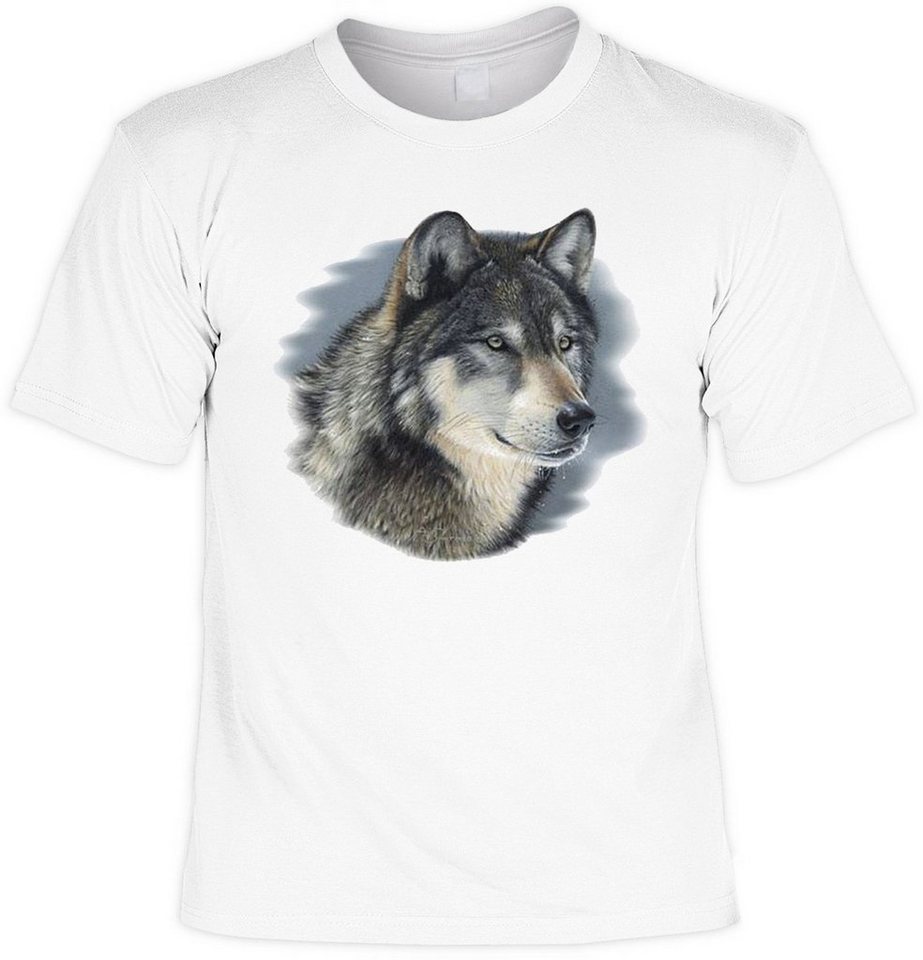 Tini - Shirts Print-Shirt Cooles Wolf Motiv Wolfkopf : Wolf im Winter -- Wolf Motiv Shirt Wolfmotiv Tshirt von Tini - Shirts