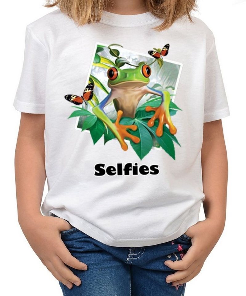 Tini - Shirts Print-Shirt Frosch Motiv Kindershirt Lustiger Frosch - buntes Frosch Foto : Selfie Frosch von Tini - Shirts