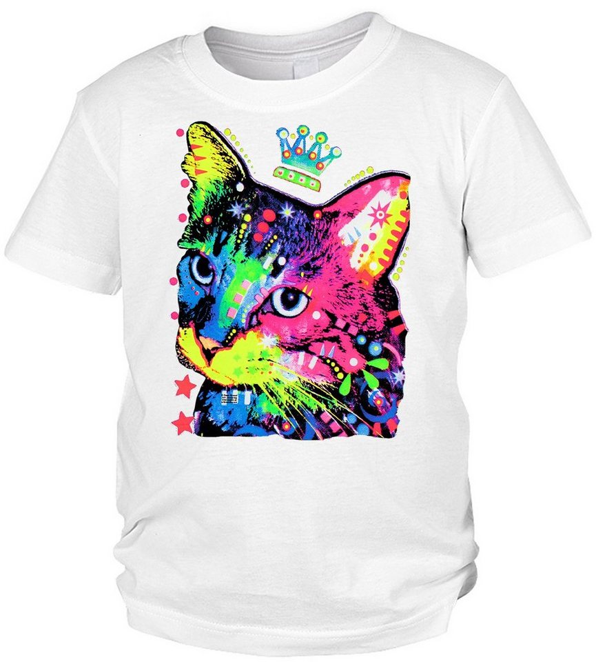 Tini - Shirts Print-Shirt Katzen Motiv Kindershirt Katze mit Krone - buntes Katzenshirt für Kinder : Thinking Cat Crowned von Tini - Shirts