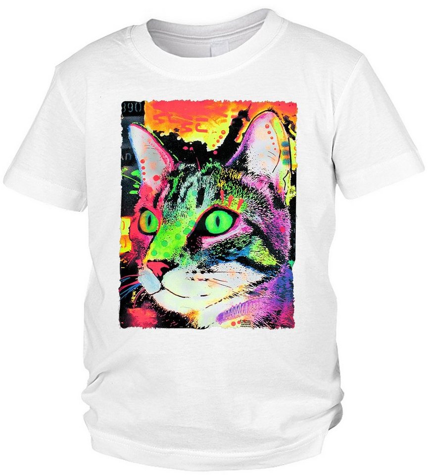 Tini - Shirts Print-Shirt Katzen Motiv Kindershirt buntes Katzenmotiv Shirt für Kinder : Curiosity Cat von Tini - Shirts