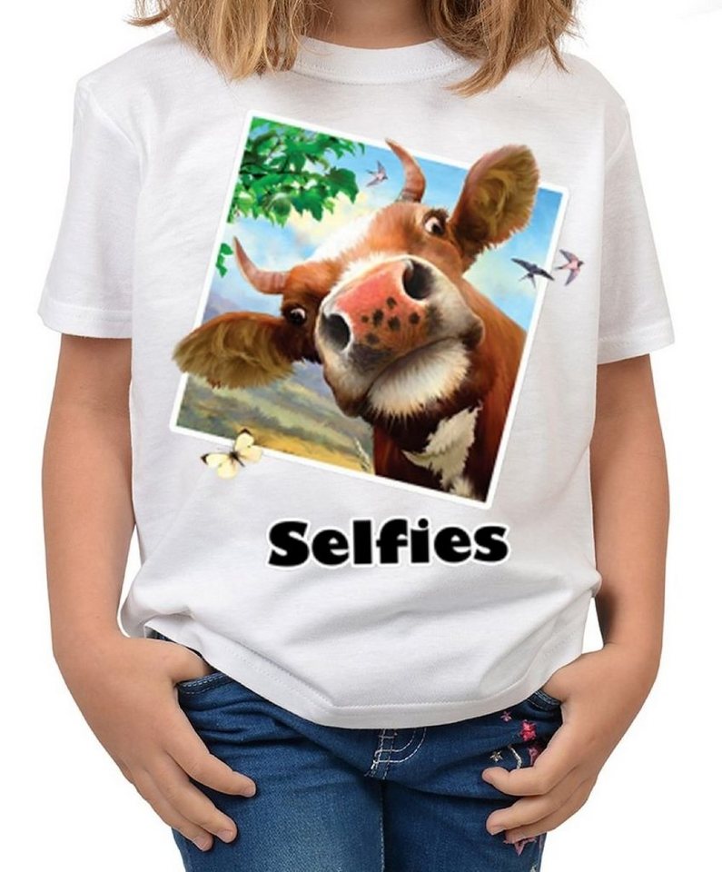 Tini - Shirts Print-Shirt Kuh Motiv Kindershirt lustiges Kuh Motiv - Kuh-Selfie : Selfie Kuh von Tini - Shirts