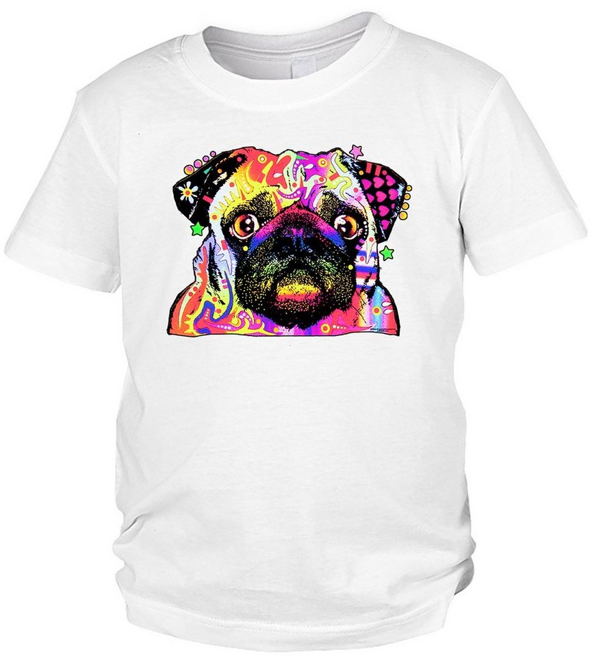 Tini - Shirts Print-Shirt Mops Kinder Tshirt buntes Mops Kinder Tshirt - Hundemotiv : Pug von Tini - Shirts