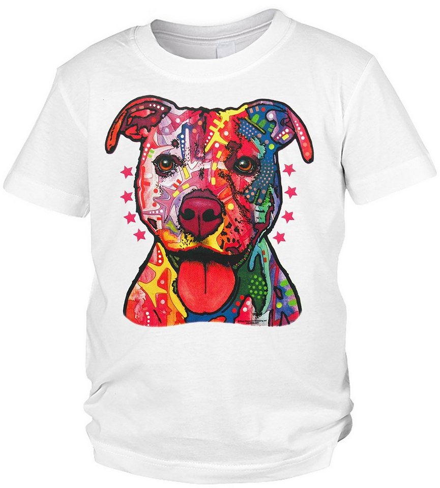 Tini - Shirts Print-Shirt Pitbull Motiv Kinder Tshirt buntes Hundemoitv Kinder Tshirt : Pitbull von Tini - Shirts