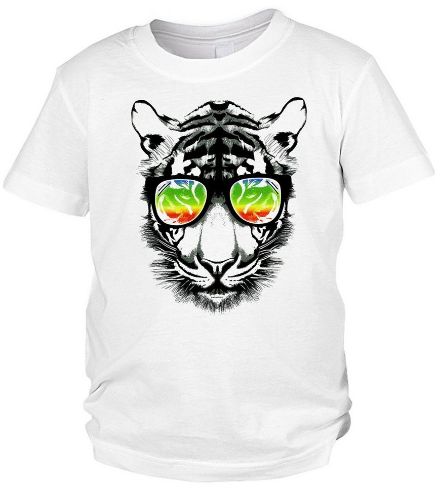 Tini - Shirts Print-Shirt Tiger Motiv Kindershirt buntes Tigershirt für Kinder : Retro Tiger von Tini - Shirts