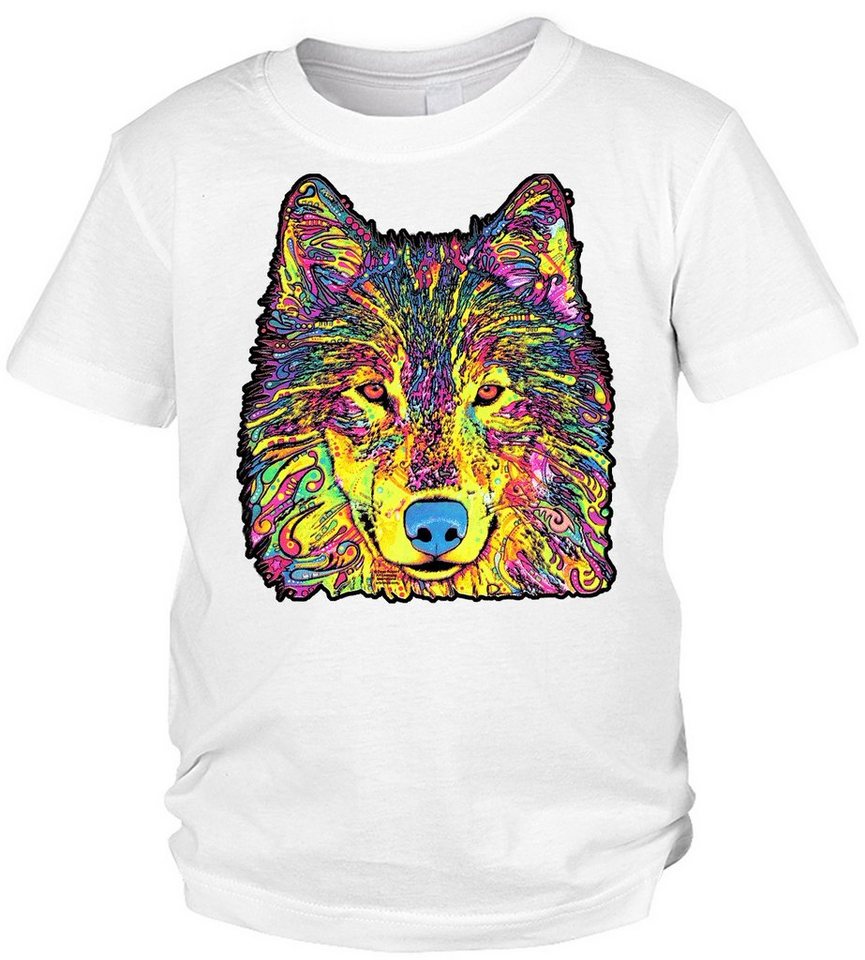 Tini - Shirts Print-Shirt Wolf Motiv Kindershirt buntes Wolfshirt für Kinder : Wolf von Tini - Shirts