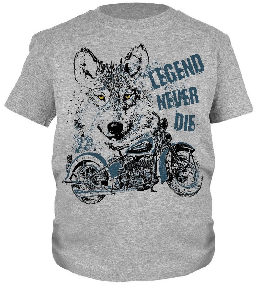 Tini - Shirts Print-Shirt Wolf Motorrad Motiv Kindershirt Kinder T-Shirt Biker : Legend Never Die von Tini - Shirts