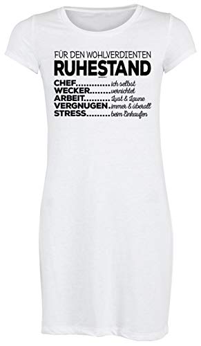 Rentnerin Motiv - Ruhestand Sprüche Damen Longshirt/Nachtshirt : Für den wohlverdienten Ruhestand ... - Nachthemd Frau - Motiv Schlafshirt Rente Gr: XL von Tini - Shirts