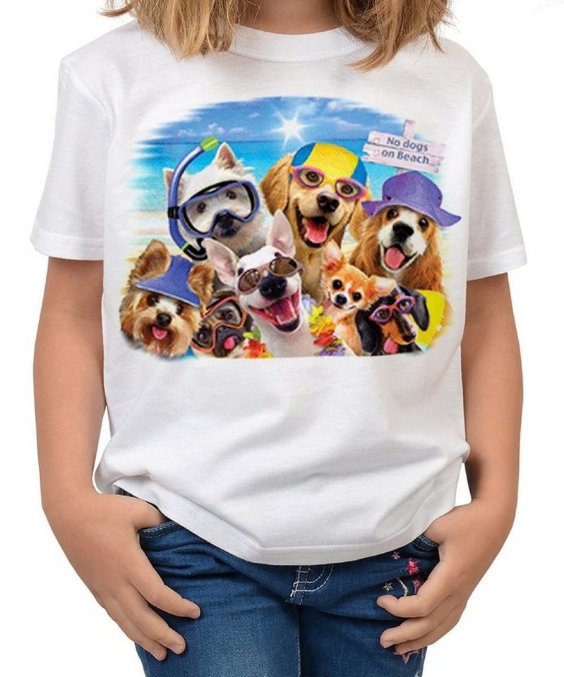 Tini - Shirts T-Shirt Hunde Motiv Kindershirt Strand / Hunde Motiv - Hunde-Selfie : Selfie No Dogs von Tini - Shirts