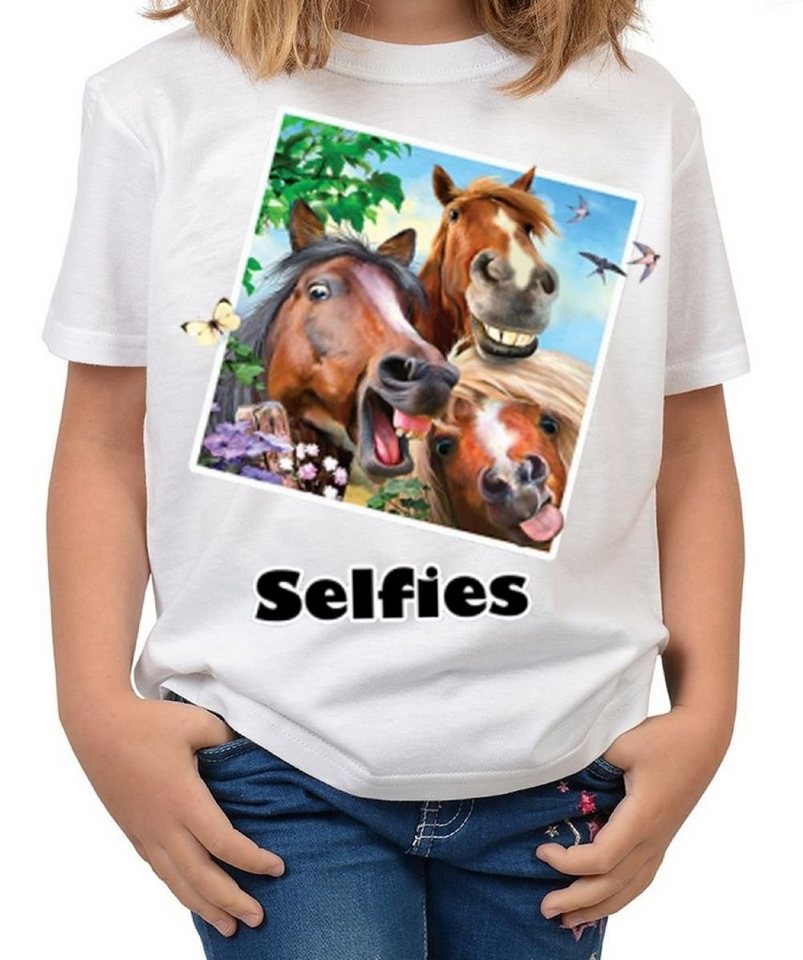 Tini - Shirts T-Shirt Pferde Motiv Kindershirt lustiges Pferde Motiv - Pferd-Selfie : Selfie 3 Amigos von Tini - Shirts