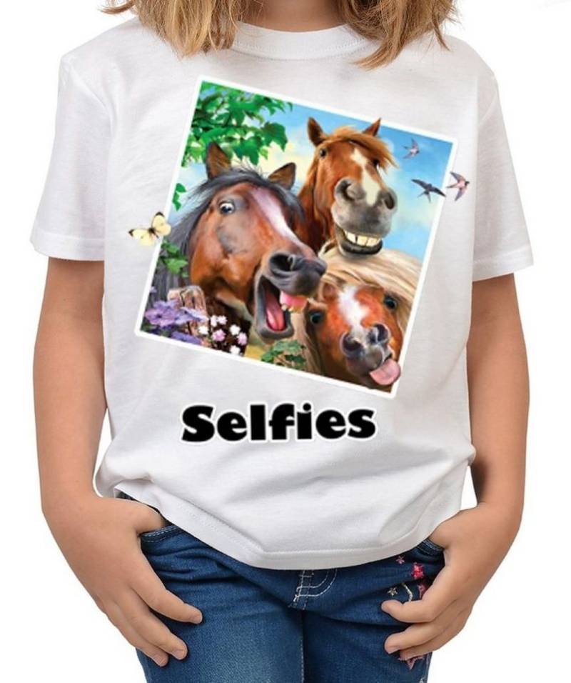 Tini - Shirts T-Shirt Pferde Motiv Kindershirt lustiges Pferde Motiv - Pferd-Selfie : Selfie 3 Amigos von Tini - Shirts