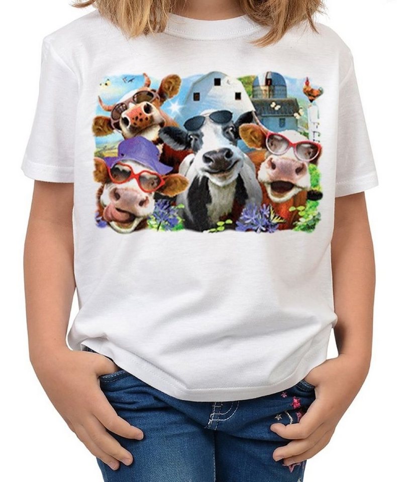 Tini - Shirts T-Shirt lustige Kühe Kindershirt lustiges Kuh Motiv - Kuh-Selfie : Selfie Coole Kühe mit Sonnenbrille von Tini - Shirts