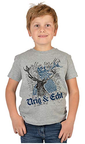 Tracht Kindershirt, Bayrisches Trachten-Motiv Hirsch Shirt : Mia san Mia Urig & Echt - Volksfest,Oktoberfest, Tracht Jungen, Mädchen Gr: S = 122-128 von Tini - Shirts