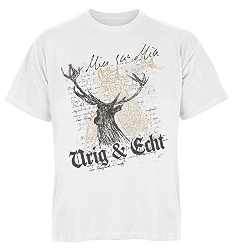 Trachten Shirt, Trachten-Motiv Hirsch, Moderne Tracht Volksfest : Mia san Mia Urig & Echt - Bayrische Sprüche, Mundart, Dialekt Gr: XL von Tini - Shirts