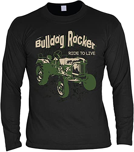 Traktor Langarmshirt Mann - Langarm Herrenshirt : Bulldog Rocker - Herren Longsleeve Landwirtschaft/Bauer Gr: 3XL von Tini - Shirts