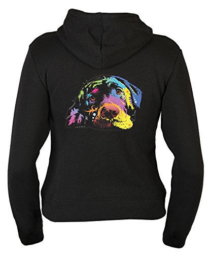 Unbekannt Labrador Damen Zip Kapuzensweater - Kapuzensweatjacke Hund : Lying Lab - Neon Motiv Damen Zip-Hoodie Gr: M von Tini - Shirts