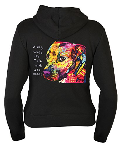 unbekannt Pitbull Damen Zip Kapuzensweater - Kapuzensweatjacke Hund : Gratitude Pitbull - Neon Motiv Damen Zip-Hoodie Gr: M von Tini - Shirts