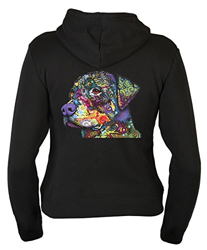 Unbekannt Rottweiler Damen Zip Kapuzensweater - Kapuzensweatjacke Hund : The Rottweiler - Neon Motiv Damen Zip-Hoodie Gr: M von Tini - Shirts