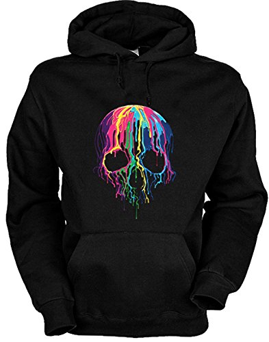 Unbekannt Totenkopf Neon Motiv Kapuzensweater - Skull Hoody : Melting Skull - Bunter Totenkopf Kapuzensweatshirt Gr: M von Tini - Shirts