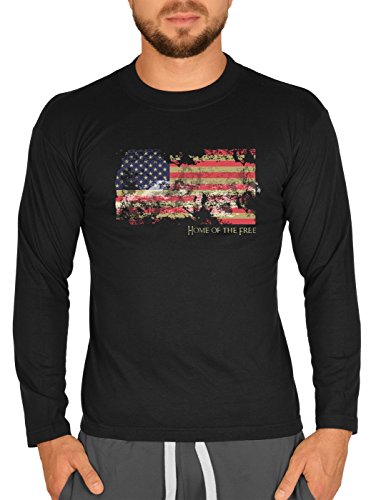 Usa Motiv Langarmshirt Herren - Usa Flagge Shirt : Home Free - Amerika Stars and Stripes Langarm Tshirt, Longsleeve Gr: M von Tini - Shirts