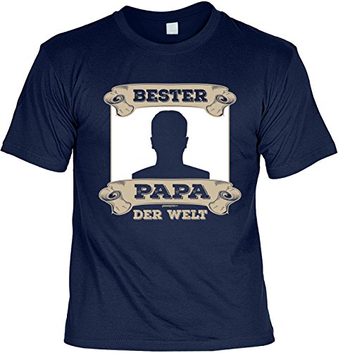 Vater Foto Tshirt - Sprüche Tshirt mit Wunschfoto - Fotodruck Vatertags-Shirt - Foto-Shirt : Bester Papa der Welt - Wunschbild Tshirt - Geschenkidee Geburtstag Vatertag Gr: L von Tini - Shirts