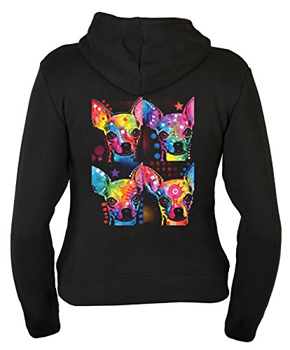 unbekannt Chihuahua Damen Zip Kapuzensweater - Kapuzensweatjacke Hund : Chihuahua - Neon Motiv Damen Zip-Hoodie Gr: M von Tini - Shirts