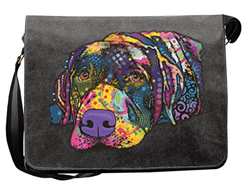 unbekannt Labrador Motiv Canvas Tasche - Hunde Umhängetasche : Savvy Labrador - Freizeittasche Hunde Neon Motiv von Tini - Shirts