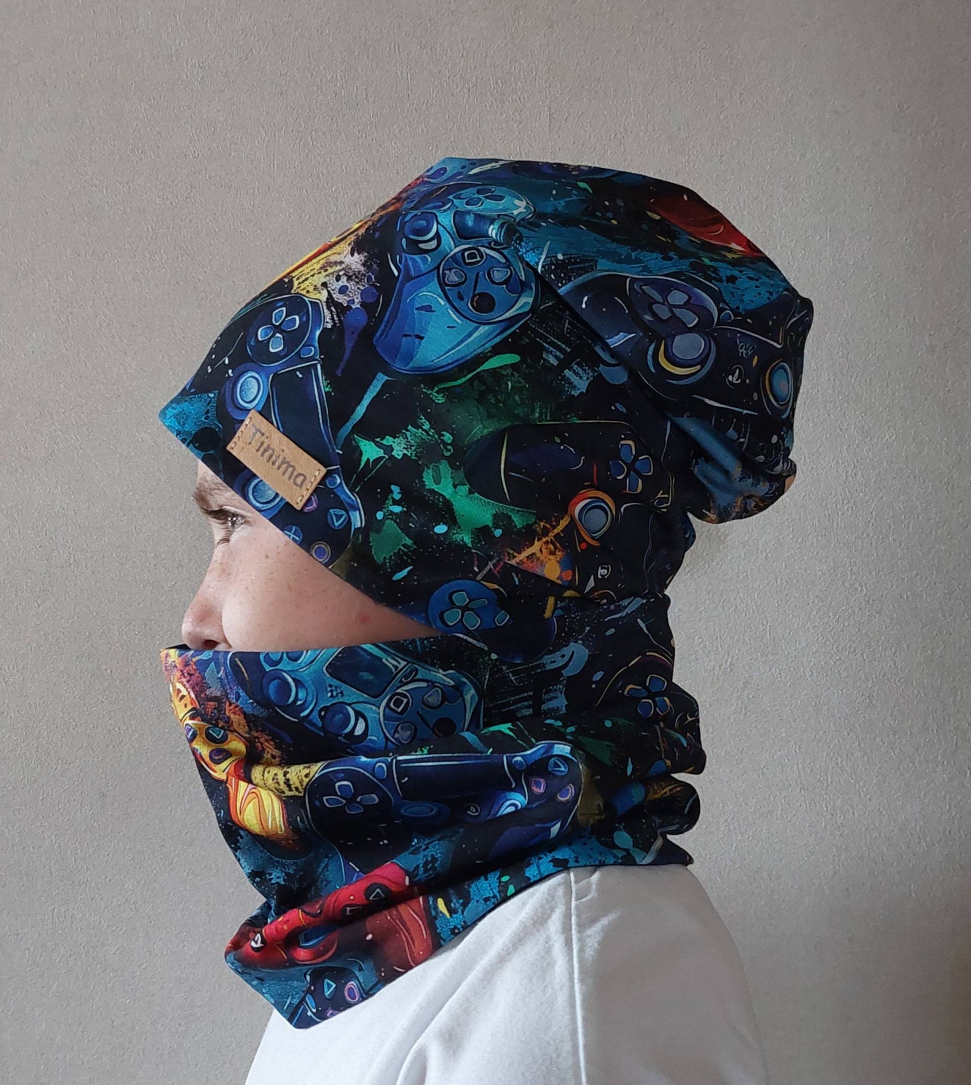 Coole Mütze Und Loop Als Set "Gaming - Bunt" Auch Stirnband Erhältlich Für Kinder Erwachsene Innen Fleece Oder Jersey Junge Mädchen von TinimakreativDE