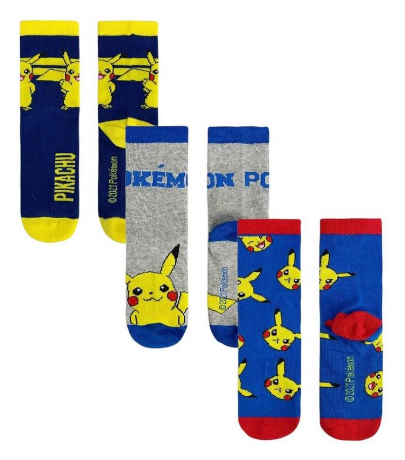 Tinisu Socken Pokemon Socken 3 Paar Unisex Kinder Pikachu von Tinisu