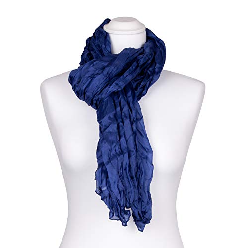 Tinitex Knitterschal Halstuch Schal XXL Saphirblau Dunkelblau Seide 180x90cm von Tinitex