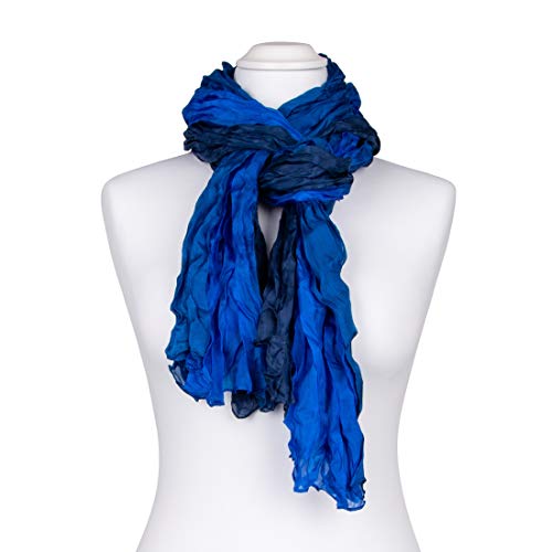 Tinitex Knitterschal Halstuch Schal XXL blau dunkelblau royalblau Farbverlauf 100% Seide 180x90cm von Tinitex