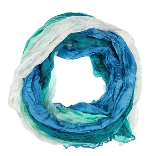 Tinitex Knitterschal Halstuch Schal XXL türkis weiss Farbverlauf Seide 180x90cm von Tinitex