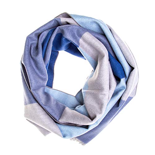 Tinitex Seidenflanell Schal Karo grau blau von Tinitex