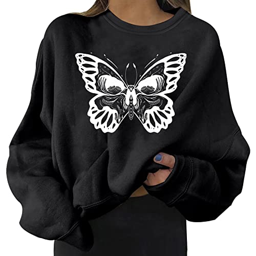 Damen Pullover Lang für Senioren,Damen Elegante Baumwolle Lose Rundhals Kurzarm Oberteile Vintage Drucken Bluse Streetwear Sport Vintage Sweatshirt von Tinkaro