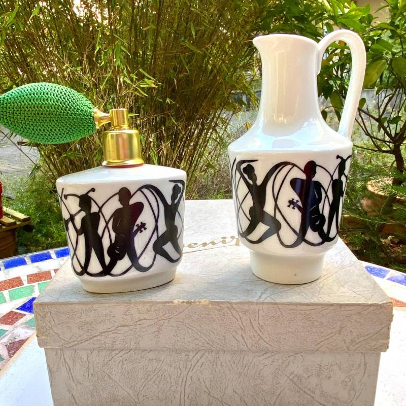 Rare Ddr Perfume Atomizer & Vase - Veb Gpg Porcelain With Original Box von TinkerTower