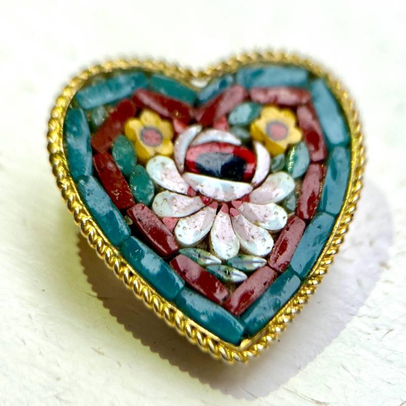Vintage Italian Micro Mosaic Heart Brooch - Romantic Heirloom Jewelry, Venice Love Story, 1960S Floral Glass Tesserae Pin Vintage Italian Micro Mosaic Heart Brooch - Romantic Heirloom Jewelry, Venice Love Story, 1960S Floral Glass Tesserae Pin von TinkerTower